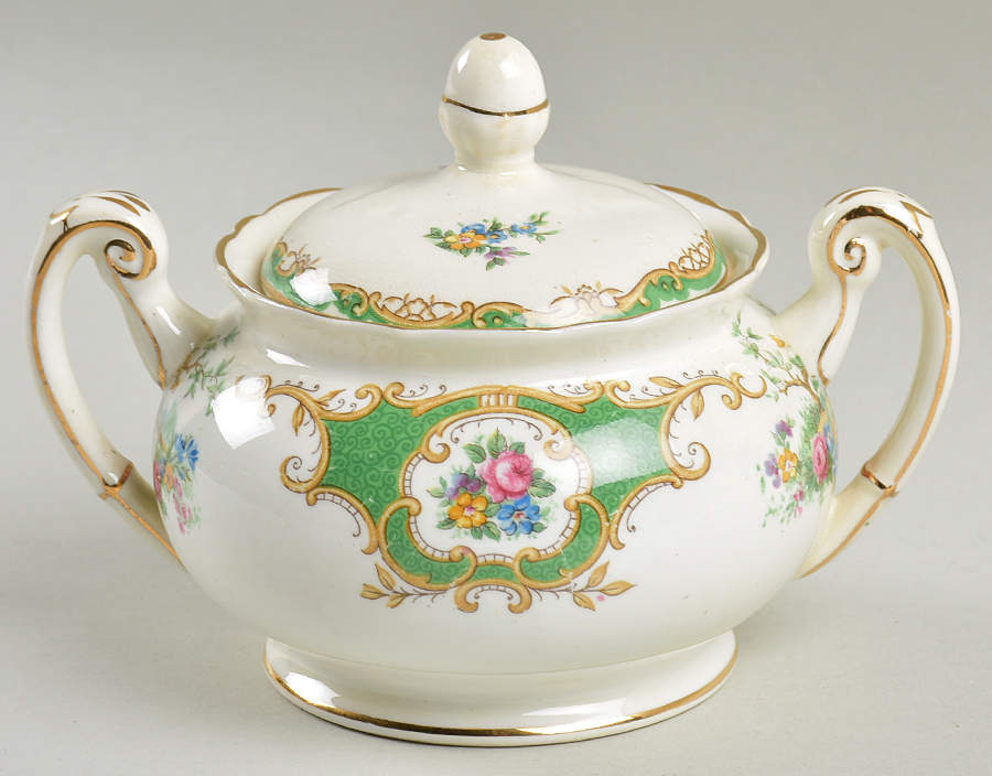 Broadway Green Sugar Bowl & Lid by Foley-1