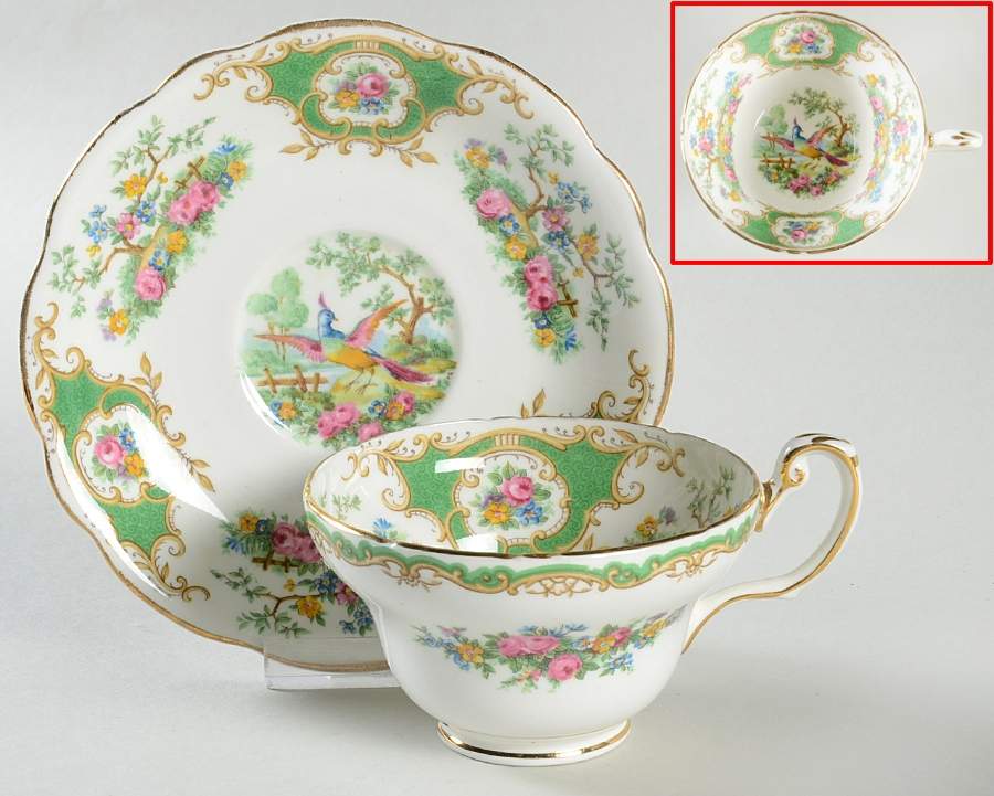 Broadway Green Footed Cup & Saucer Set by Foley-1