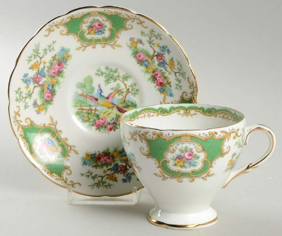 Broadway Green Footed Cup & Saucer Set by Foley-1