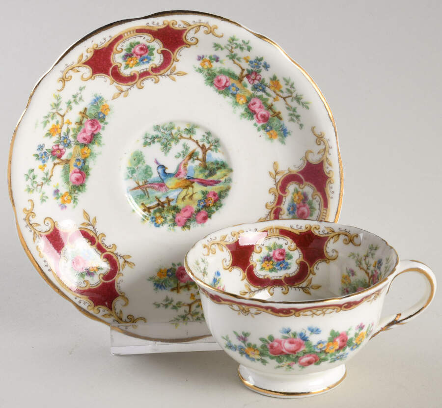 Broadway Maroon Demitasse Cup & Saucer Set by Foley-1