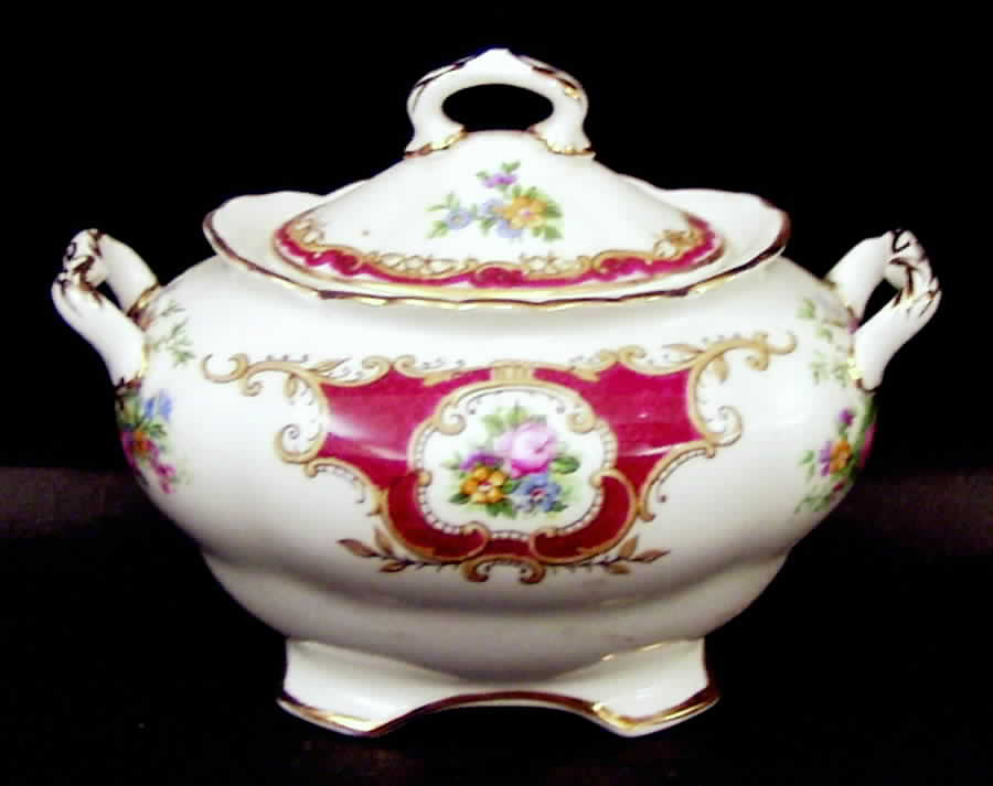 Broadway Maroon Sugar Bowl & Lid by Foley-1