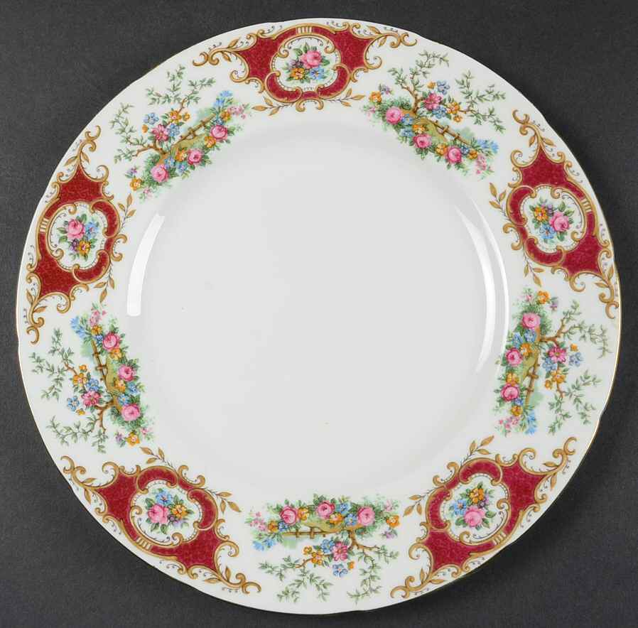 Broadway Maroon Dinner Plate by Foley-1