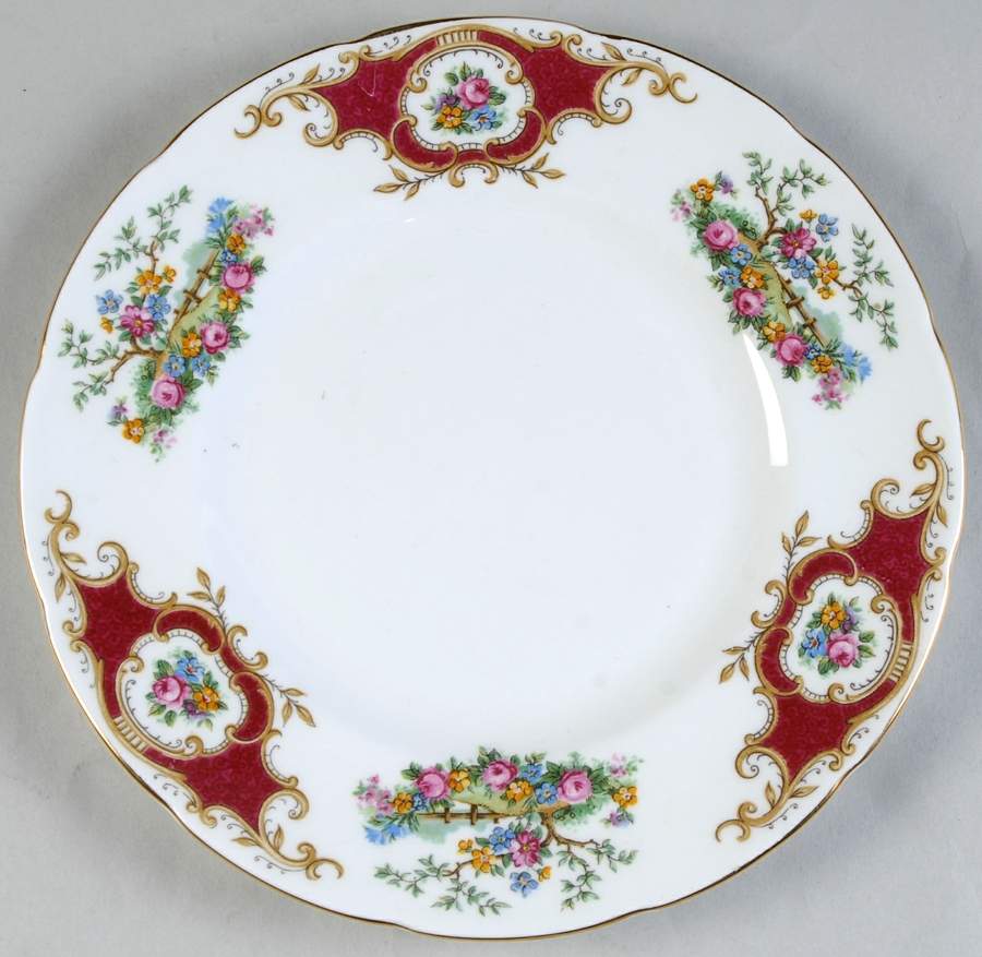 Broadway Maroon Salad Plate by Foley-1