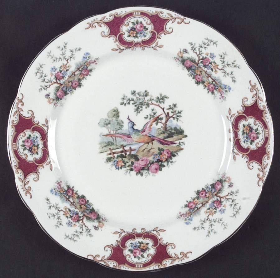 Broadway Maroon Dinner Plate by Foley-1