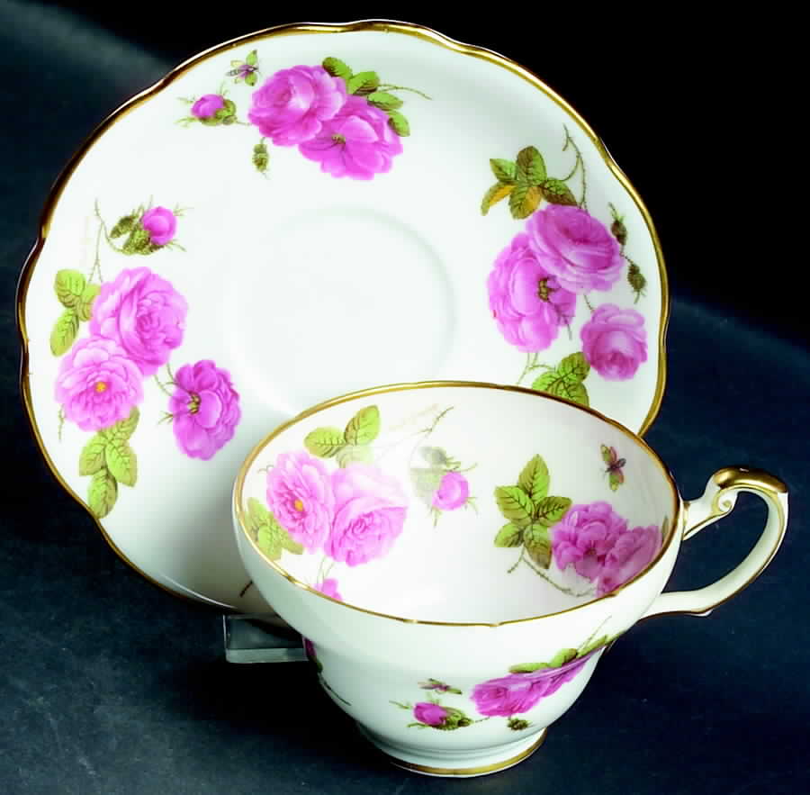 Century Rose Footed Cup & Saucer Set by Foley-1