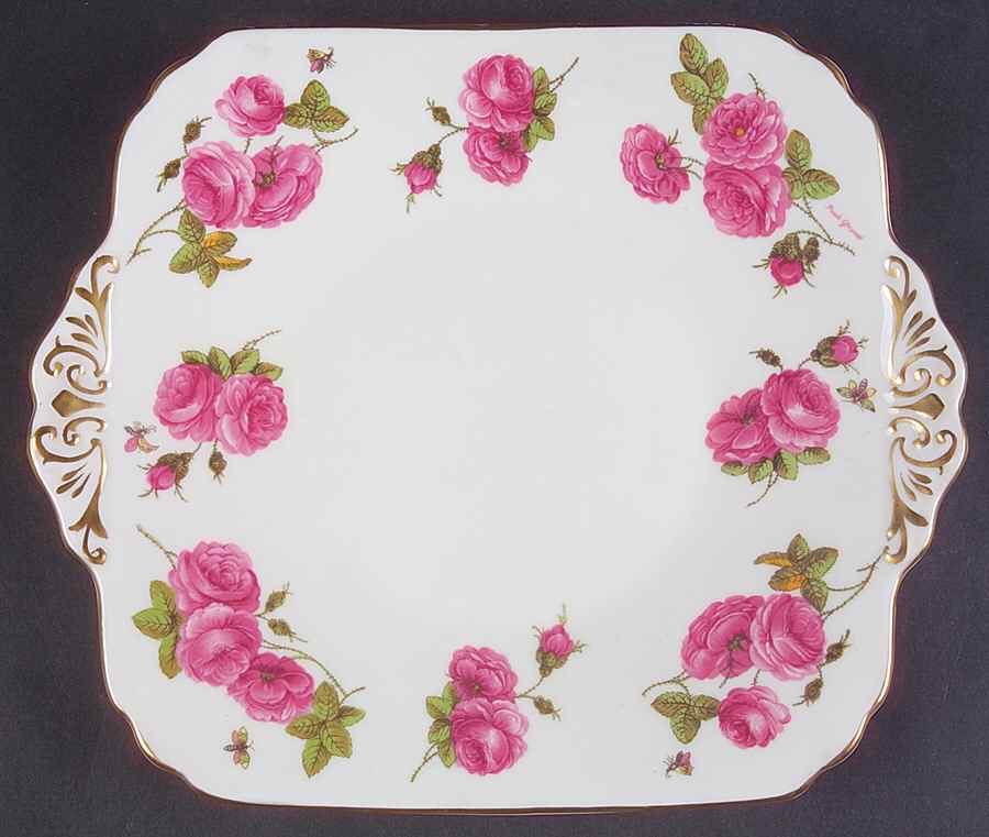 Century Rose Square Handled Cake Plate by Foley-1