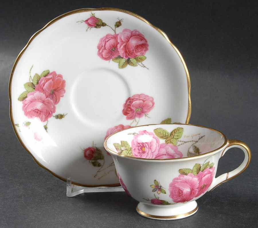 Century Rose Footed Demitasse Cup & Saucer Set by Foley-1