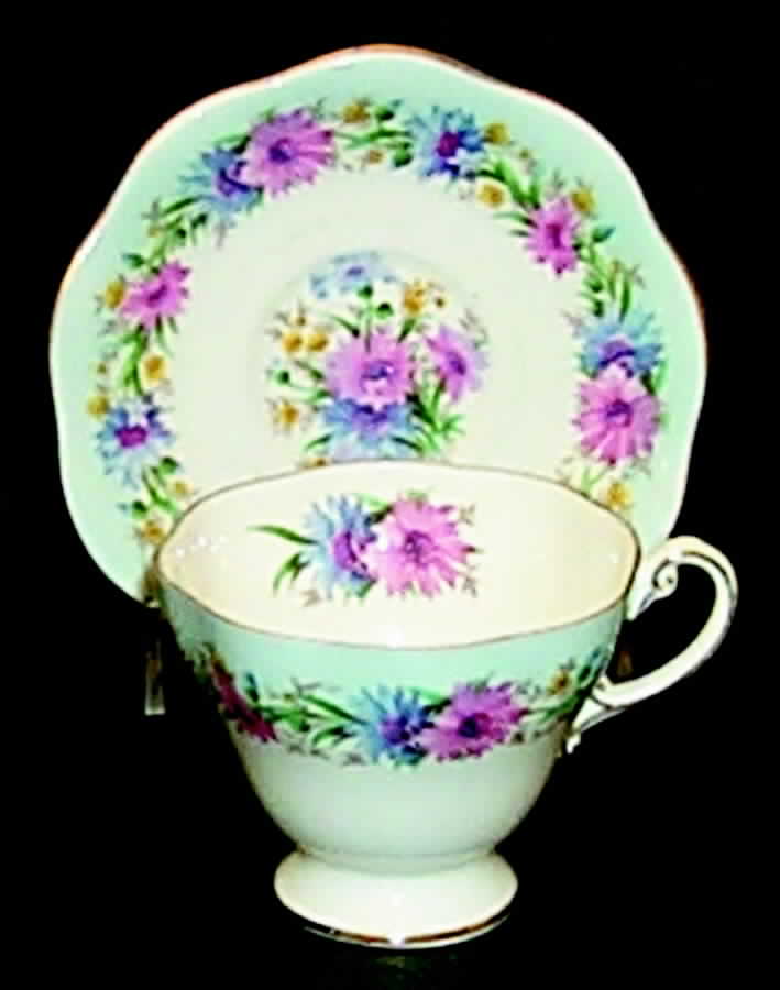 Cornflower Blue Footed Cup & Saucer Set by Foley-1