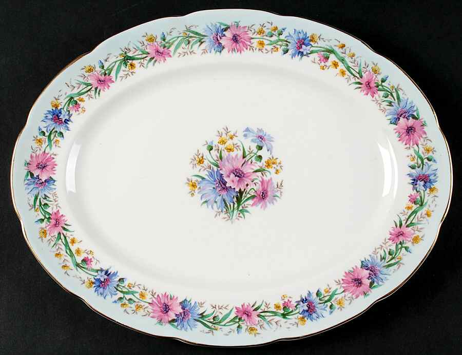 Cornflower Blue 11" Oval Serving Platter by Foley-1