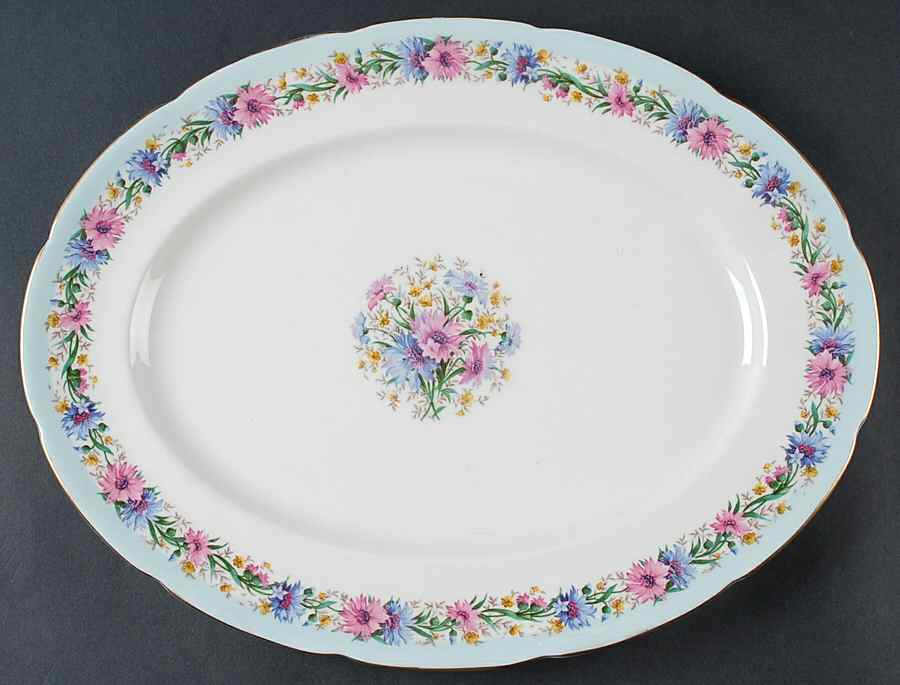 Cornflower Blue 15" Oval Serving Platter by Foley-1