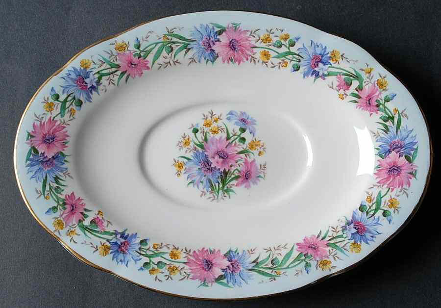 Cornflower Blue Underplate for Gravy Boat by Foley-1