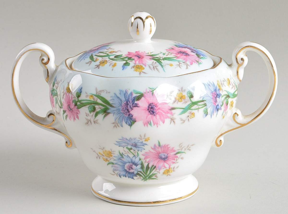 Cornflower Blue Sugar Bowl & Lid by Foley-1