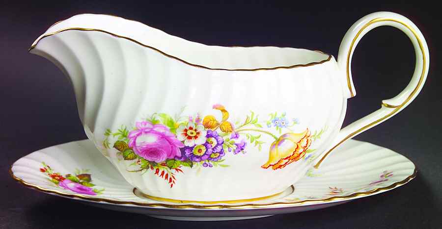 Devonshire Gravy Boat & Underplate by Foley-1