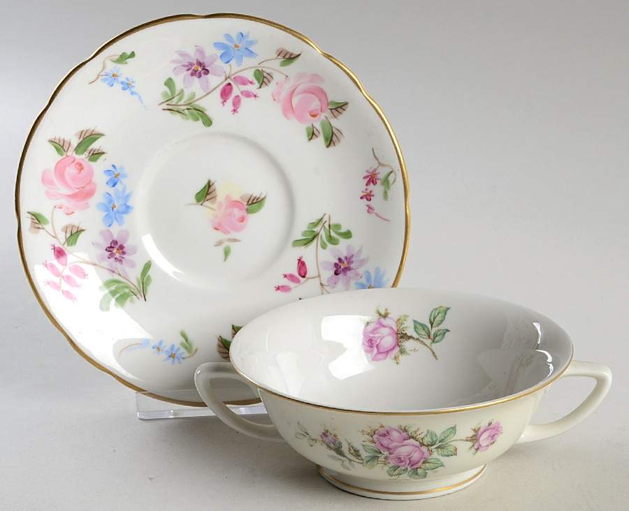 Elaine Footed Cream Soup Bowl & Saucer Set by Foley-1