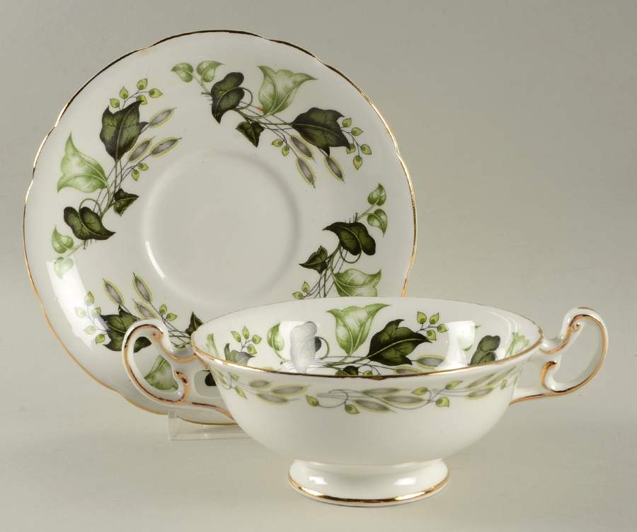 Everglades Footed Cream Soup Bowl & Saucer Set by Foley-1