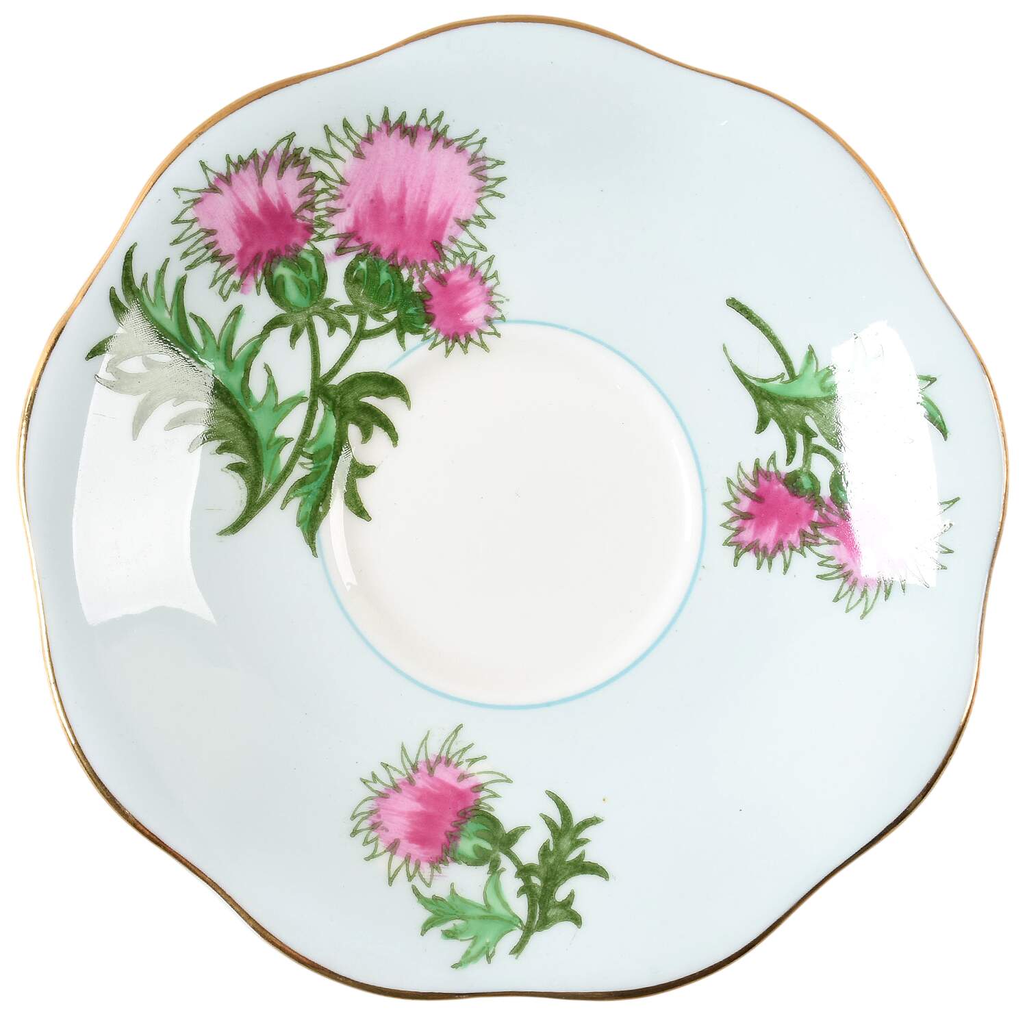 Glengarry Thistle Light Blue Saucer by Foley-1