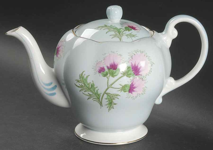 Glengarry Thistle Light Blue Teapot & Lid by Foley-1