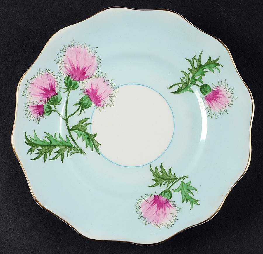 Glengarry Thistle Light Blue Dessert/Pie Plate by Foley-1