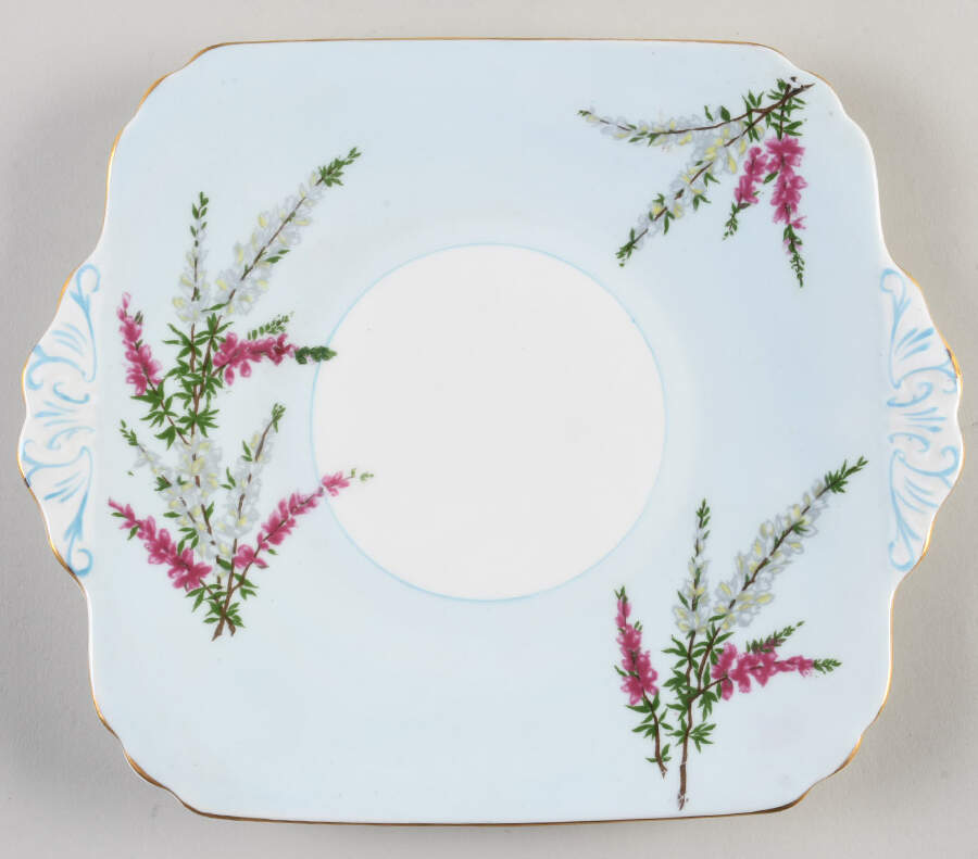 Highland Heather (12 Scalloped Salad Plate) Square Handled Cake Plate by Foley-1