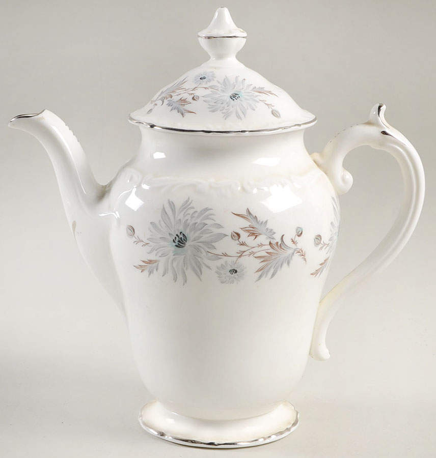 Mayfair (Flowers, Platinum Trim) Mini Coffee Pot & Lid by Foley-1