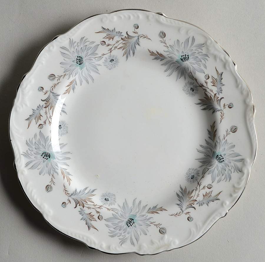 Mayfair (Flowers, Platinum Trim) Salad Plate by Foley-1