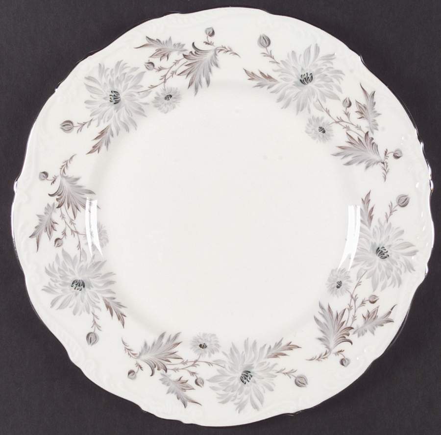 Mayfair (Flowers, Platinum Trim) Dinner Plate by Foley-1