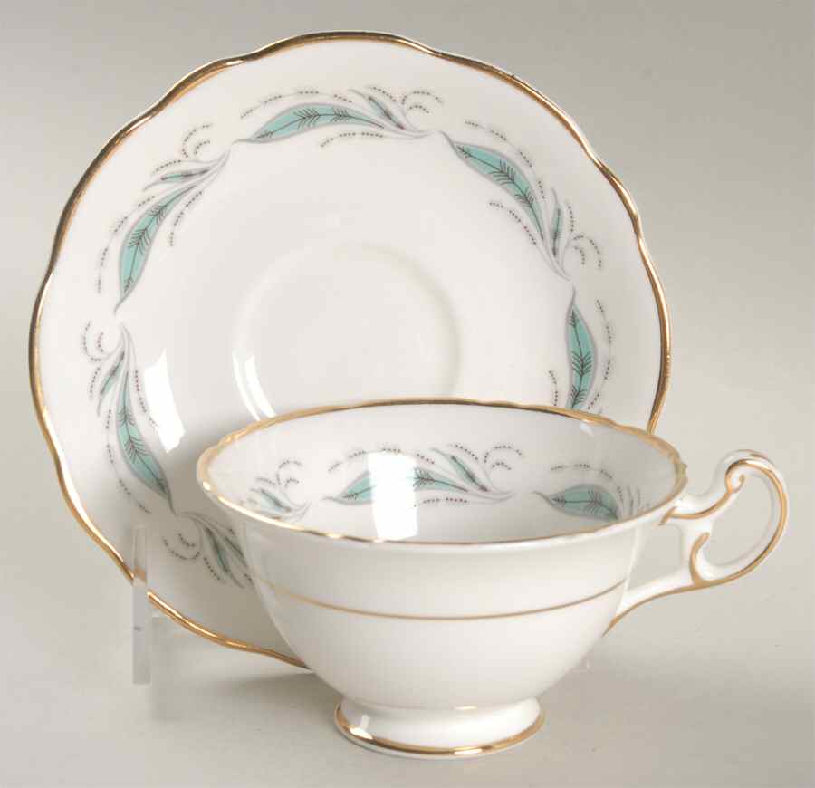 Pine Spray Footed Cup & Saucer Set by Foley-1
