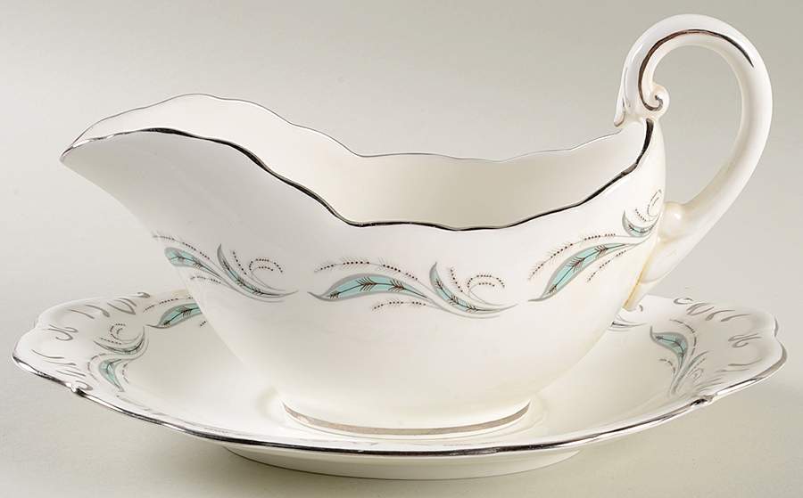 Pine Spray Gravy Boat & Underplate by Foley-1