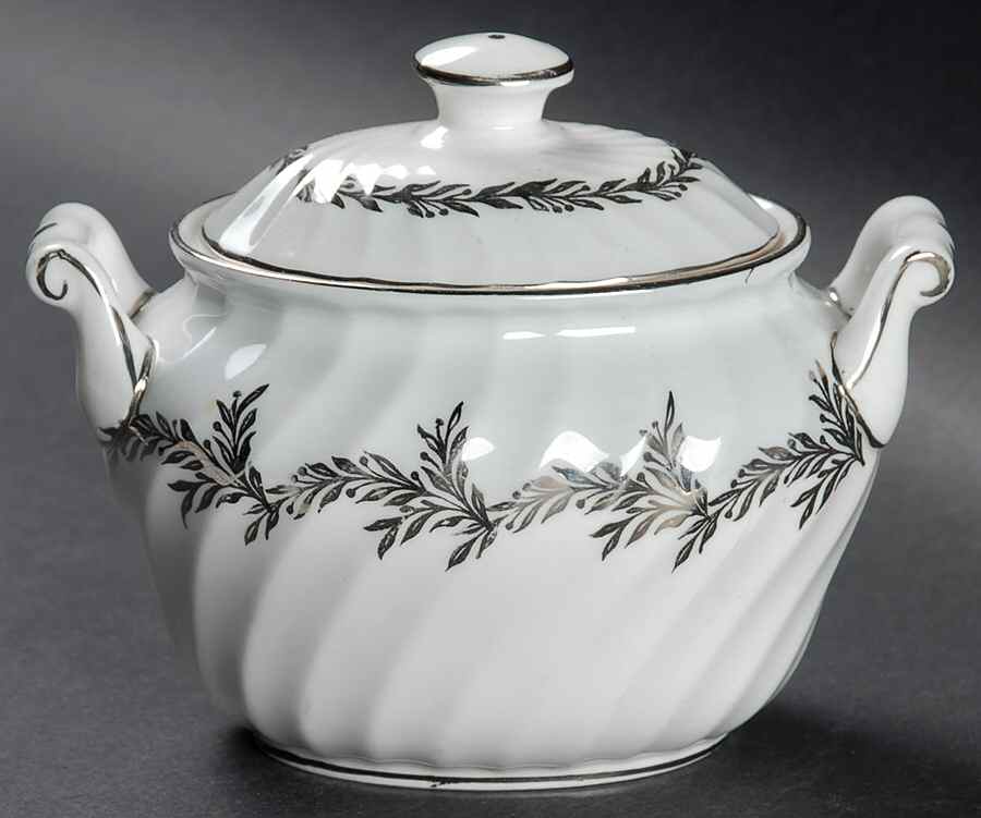 Silver Fern Sugar Bowl & Lid by Foley-1