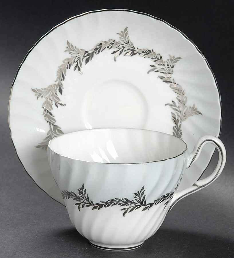 Silver Fern Flat Cup & Saucer Set by Foley-1