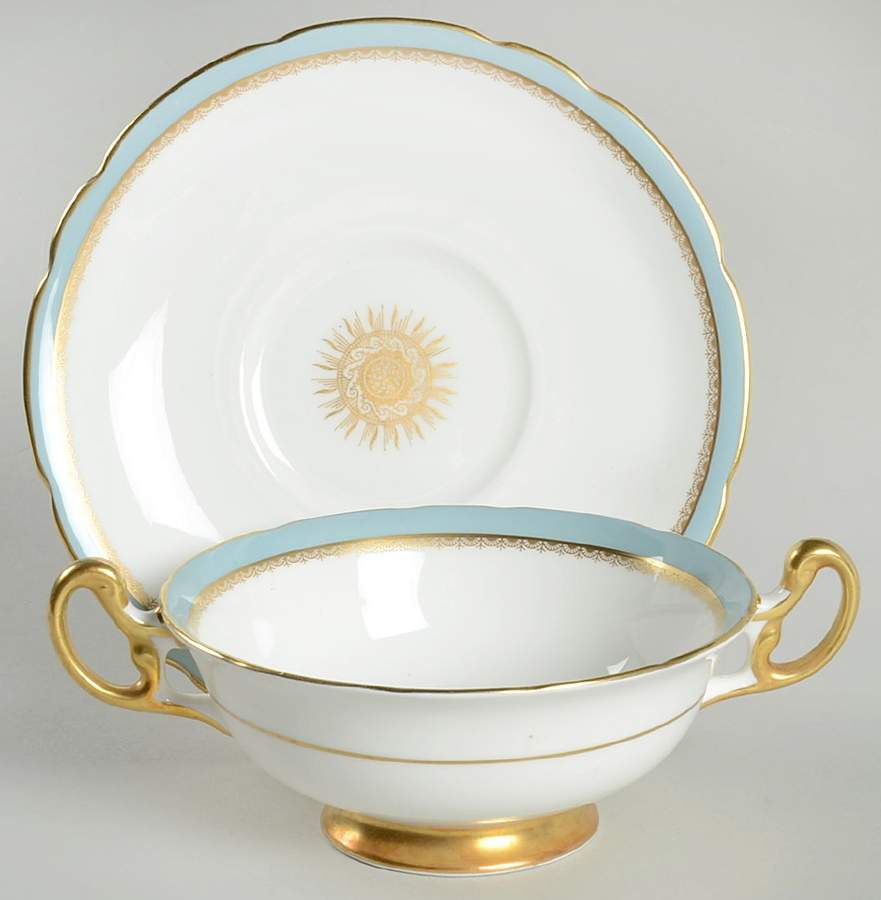Versaille Footed Cream Soup Bowl & Saucer Set by Foley-1