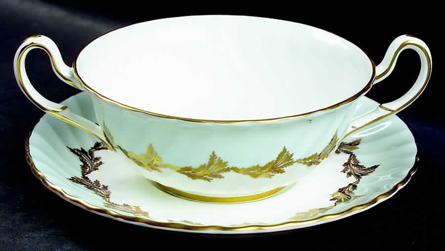 Wyvern Footed Cream Soup Bowl & Saucer Set by Foley-1