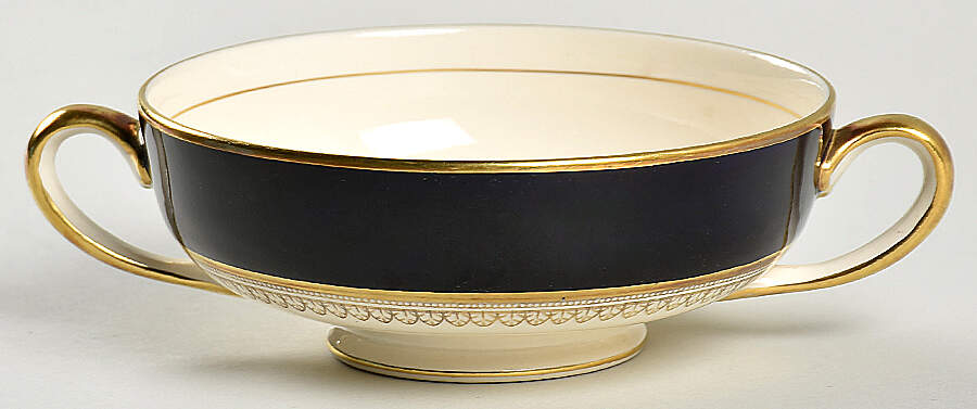 5973 Cobalt (Smooth) Footed Cream Soup Bowl by Fondeville-1