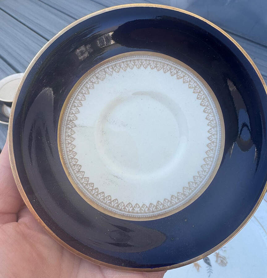 5973 Cobalt (Smooth) Flat Bouillon Cup & Saucer by Fondeville-1