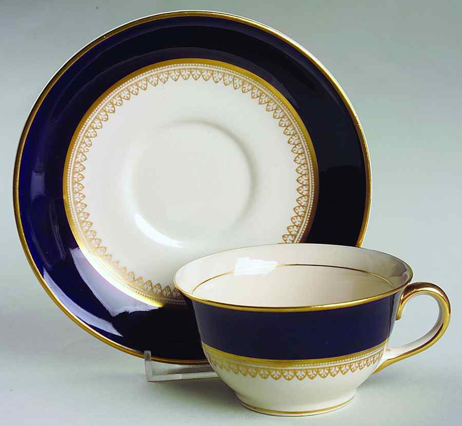 5973 Cobalt (Smooth) Flat Cup & Saucer Set by Fondeville-1