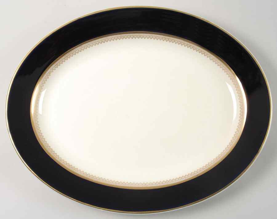 5973 Cobalt (Smooth) 14" Oval Serving Platter by Fondeville-1