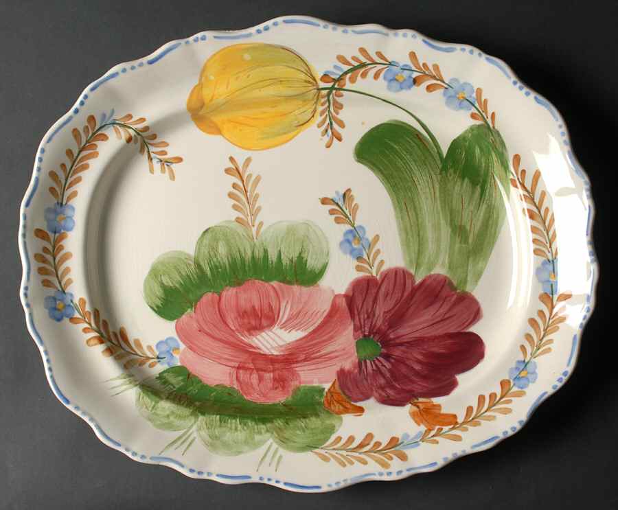 Belle Fiore 14" Oval Serving Platter by Fondeville-1