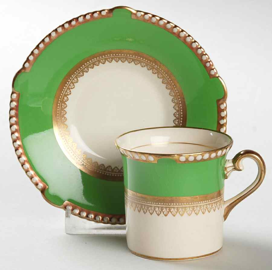 5973 Green (Scalloped) Flat Demitasse Cup & Saucer Set by Fondeville-1