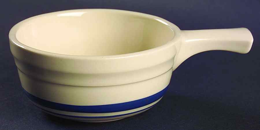 Blue Stripe Individual Handled Soup Bowl by Friendship-1
