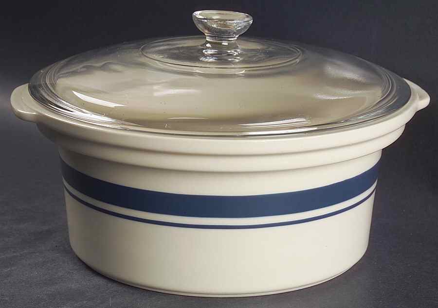 Blue Stripe 2 Qt Round Covered Casserole by Friendship-1