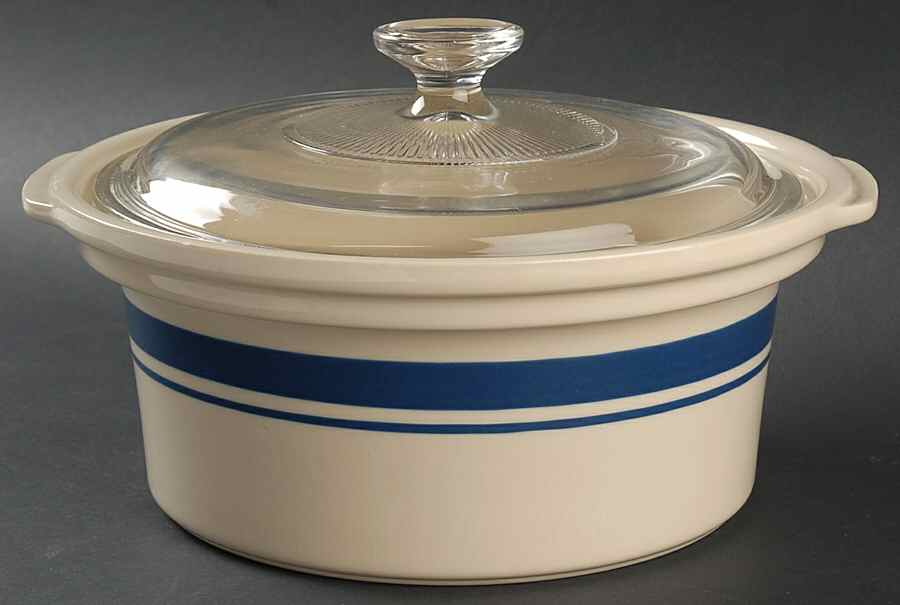 Blue Stripe Lid for 2 Qt Round Covered Casserole by Friendship-1