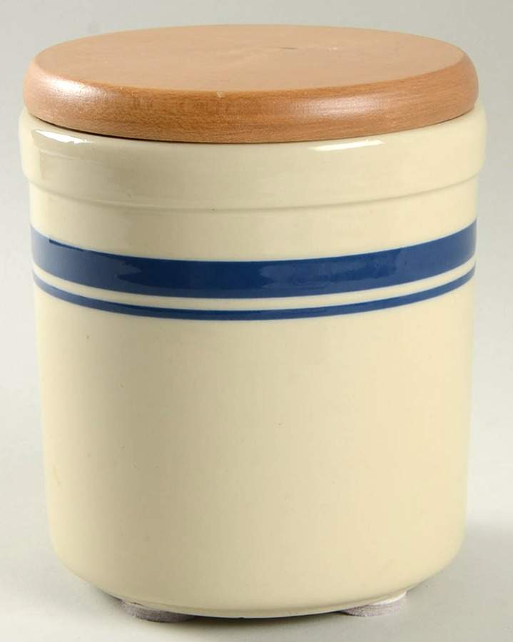 Blue Stripe Large Canister & Wood Lid by Friendship-1