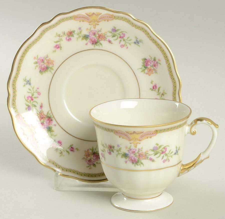 Aida (Gold Verge & Trim) Footed Demitasse Cup & Saucer Set by Franconia-Krautheim & Adelburg-1