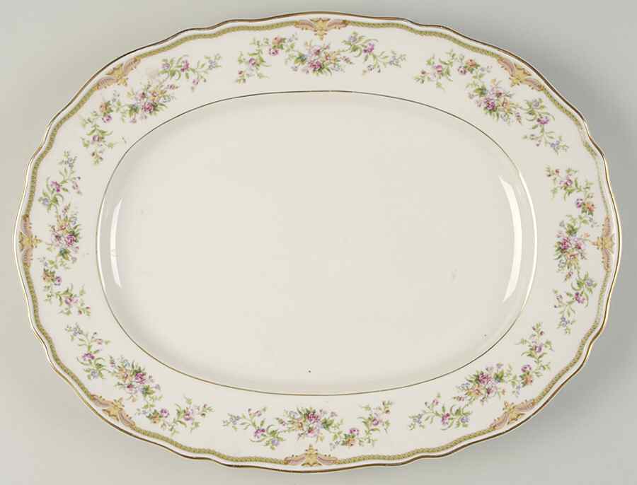 Aida (Gold Verge & Trim) 15" Oval Serving Platter by Franconia-Krautheim & Adelburg-1