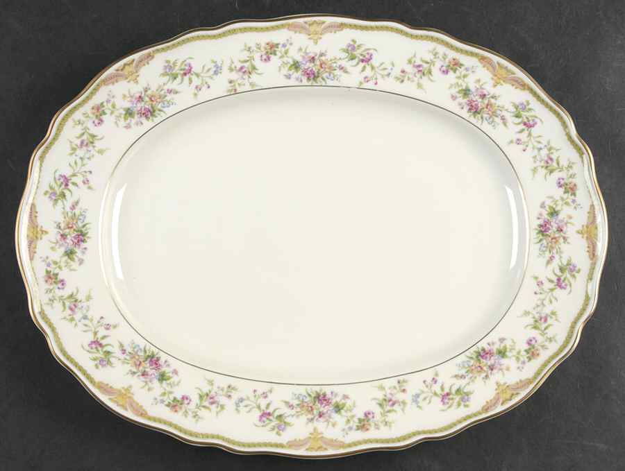 Aida (Gold Verge & Trim) 13" Oval Serving Platter by Franconia-Krautheim & Adelburg-1