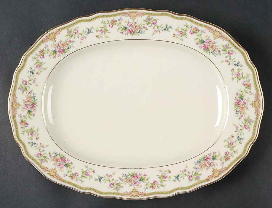 Aida (Gold Verge & Trim) 12" Oval Serving Platter by Franconia-Krautheim & Adelburg-1