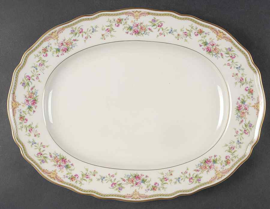 Aida (Gold Verge & Trim) 11" Oval Serving Platter by Franconia-Krautheim & Adelburg-1