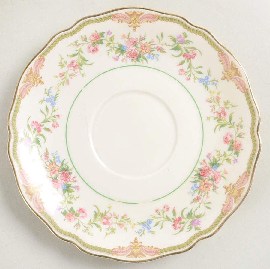 Aida (Green Verge & Gold Trim) Saucer by Franconia-Krautheim & Adelburg-1