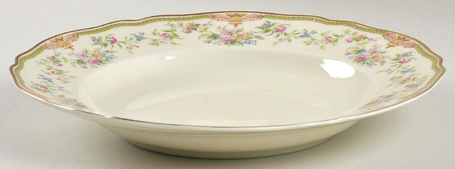 Aida (Green Verge & Gold Trim) Large Rim Soup Bowl by Franconia-Krautheim & Adelburg-1