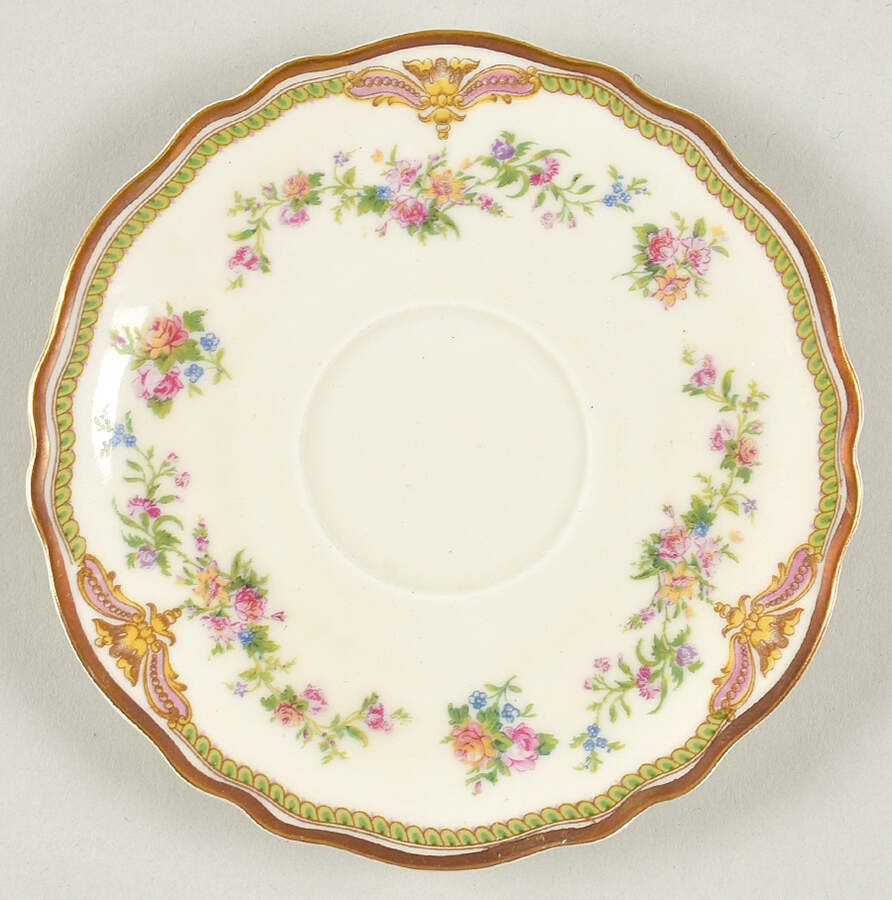 Aida (Green Verge & Gold Trim) Saucer for Demitasse Cup by Franconia-Krautheim & Adelburg-1